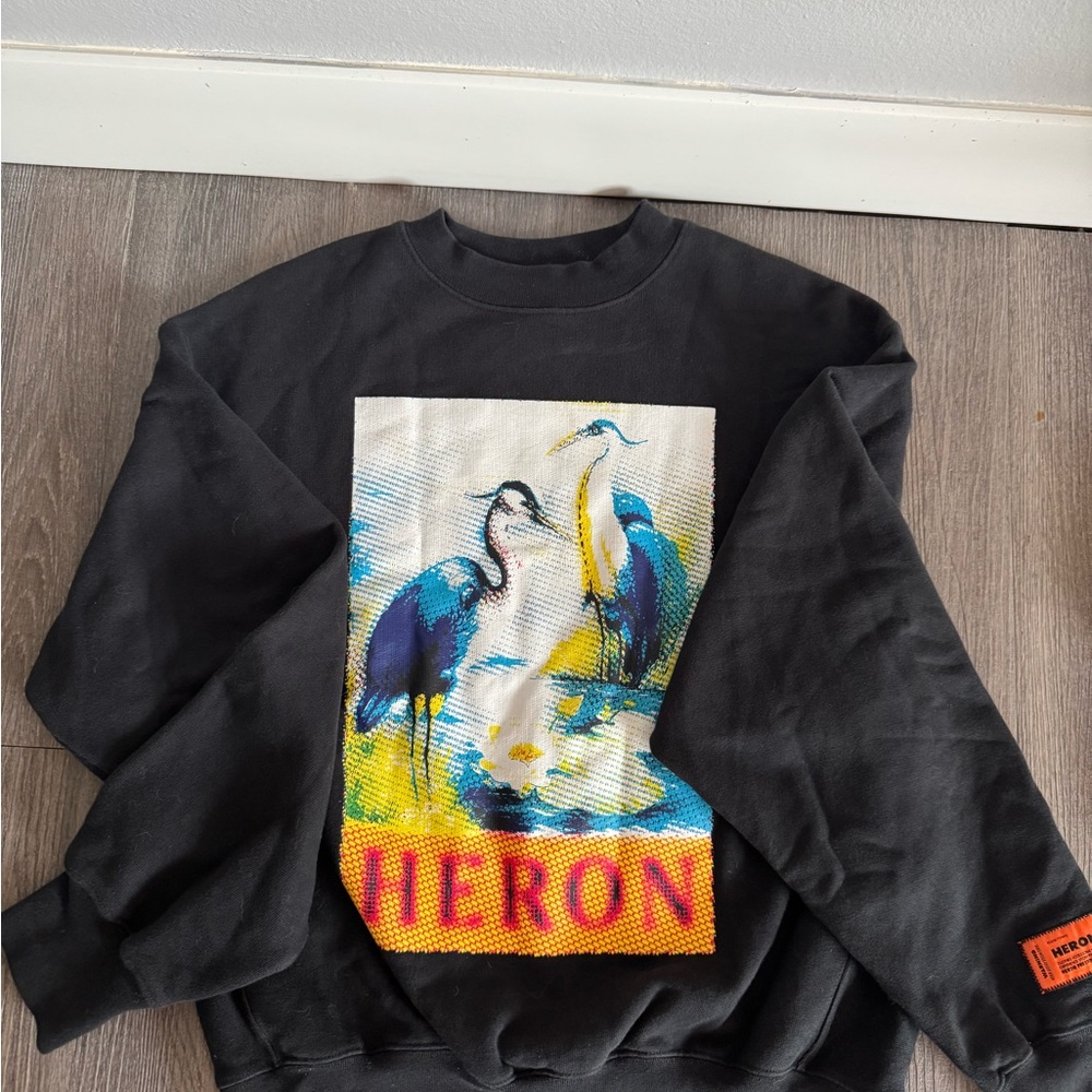Heron Preston Black Sweater with Vibrant Heron Design